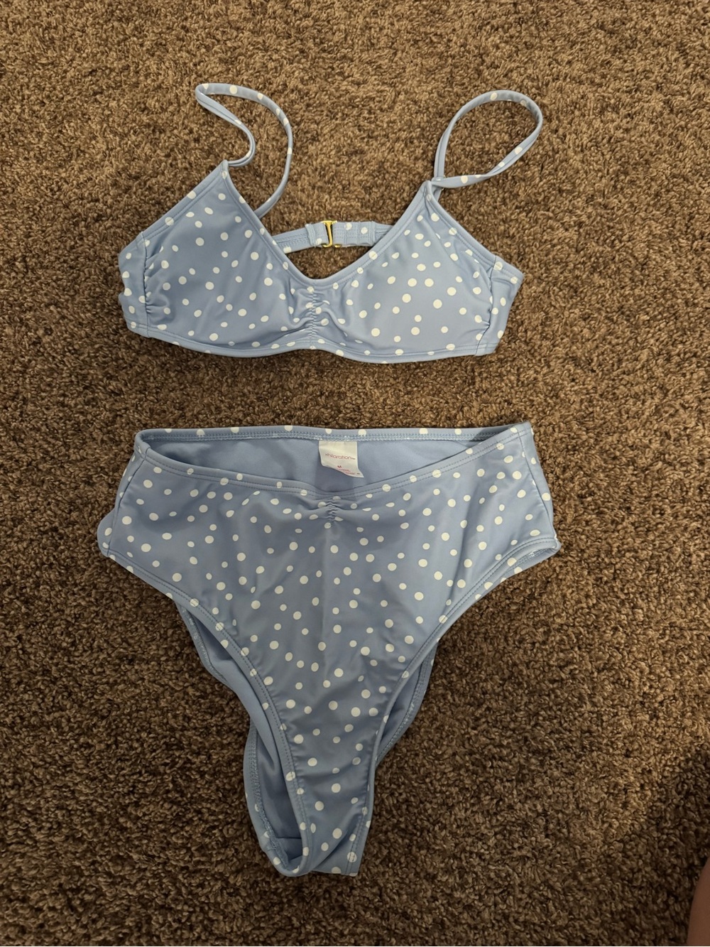 Xhilaration Light Blue & White Polka Dot Bikini Set
